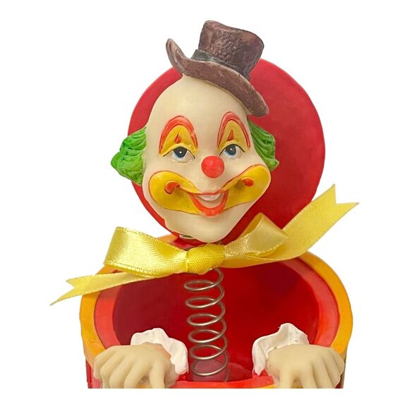 VTG 26CB Jack In The Box CLOWN IN A DRUM FIGURINE Spring Head 5" Fun Cake Topper - Picture 2 of 7